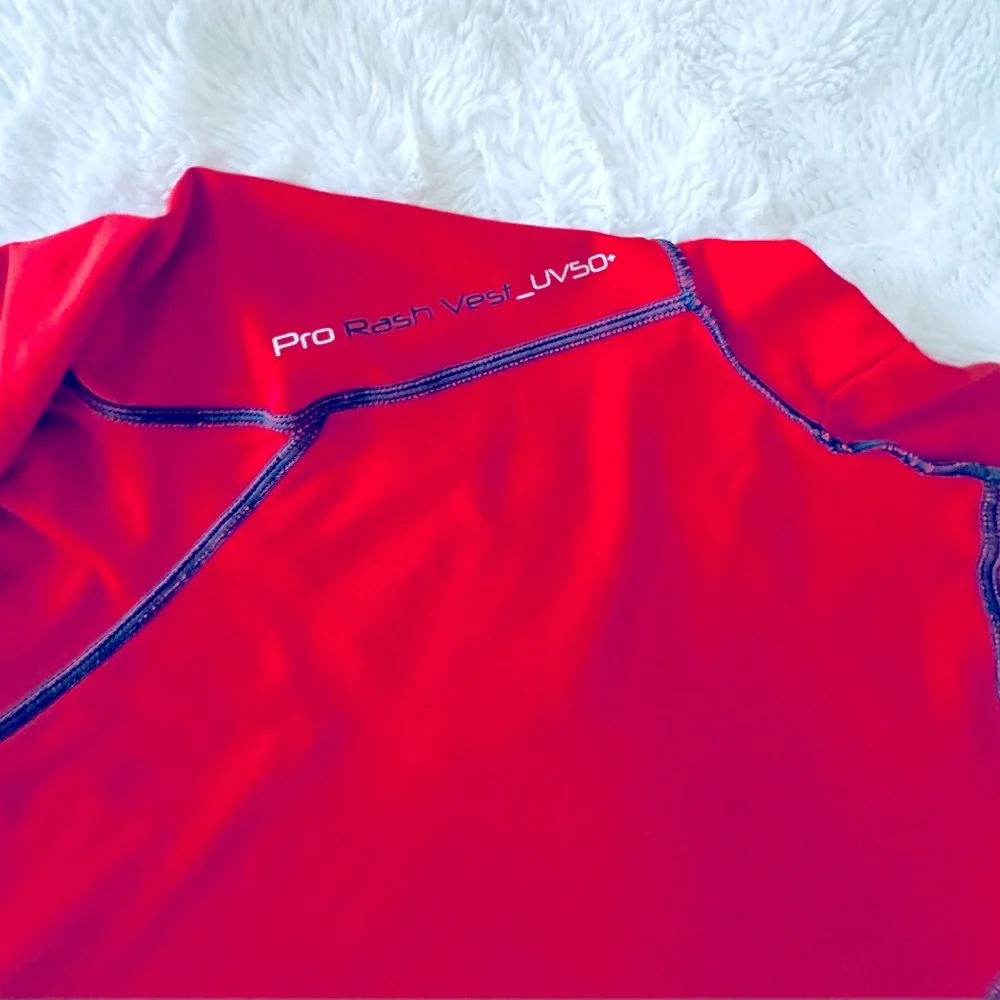 Gill Long Sleeve Rashguard Shirt, Red and Blue, Girls M